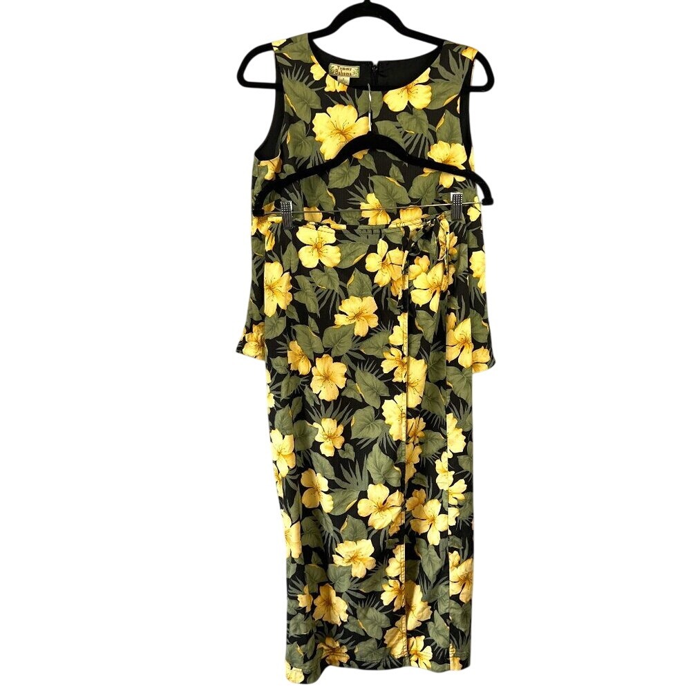 Tommy Bahama Silk 3-Piece Skirt Set Size XS/S Yellow Hibiscus Flowers Hawaiian